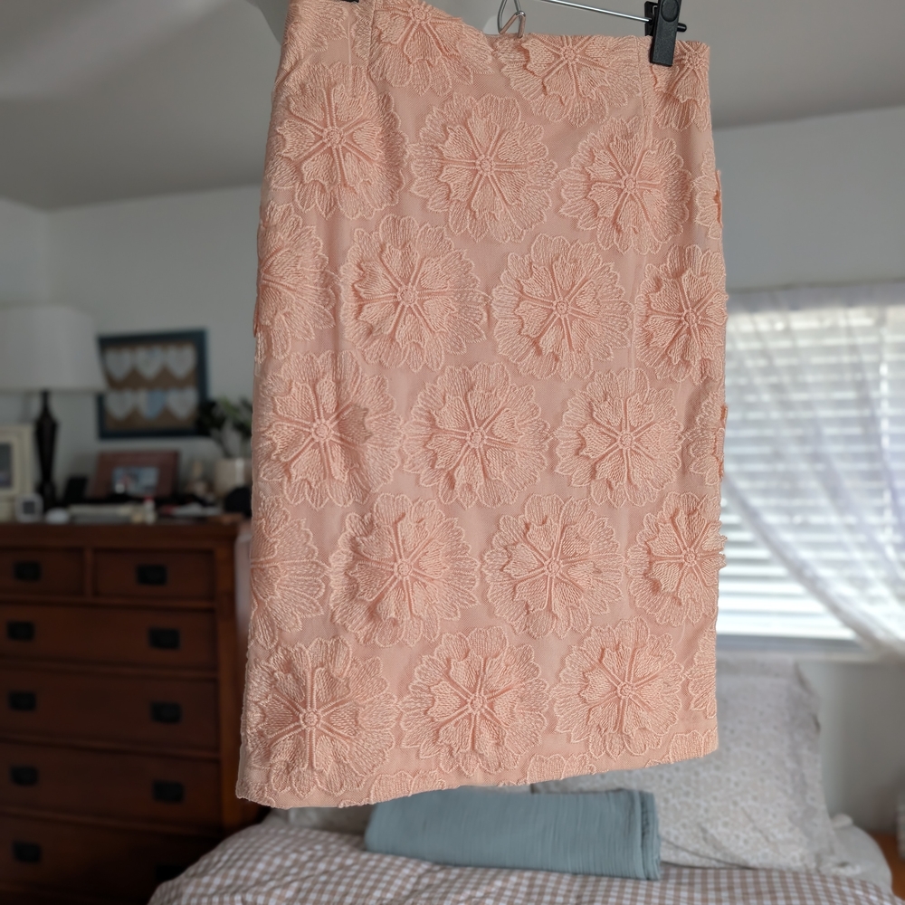 Elegant Peach Floral Lace Skirt